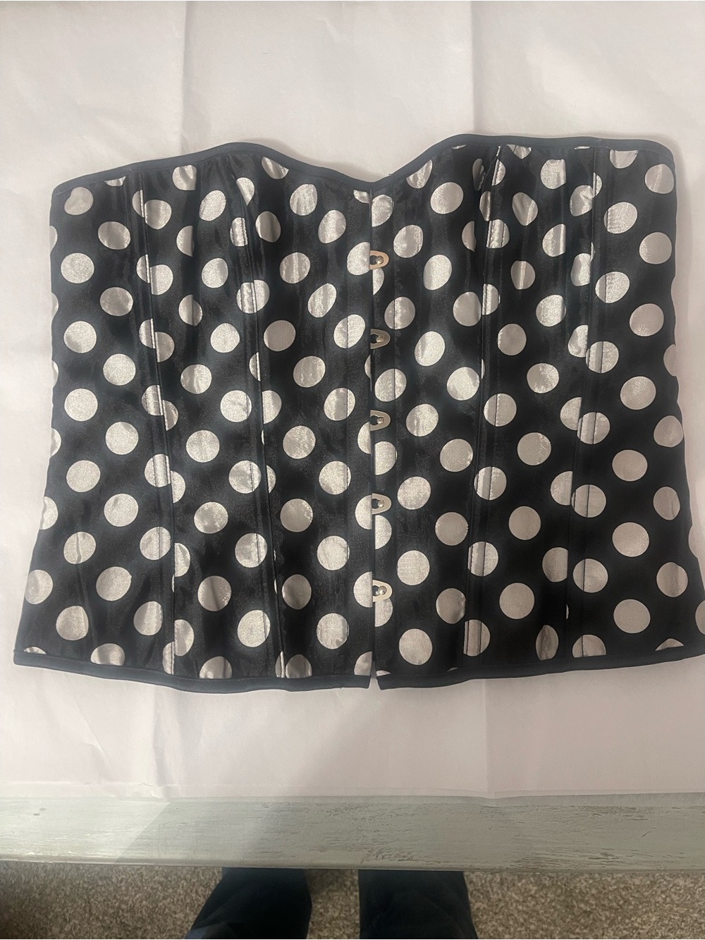 Polka Dot Strapless Black and White Corset